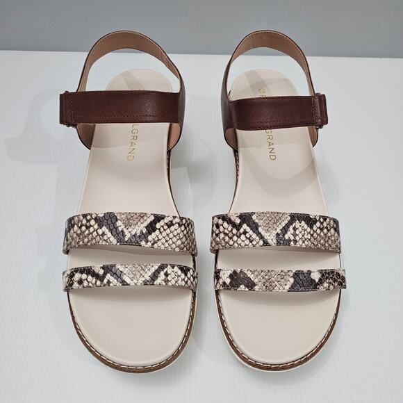 Cole Haan OG Peyton Sandal Womens 10 Flatform Pecan Snake Print Leather Wedge - Picture 4 of 15